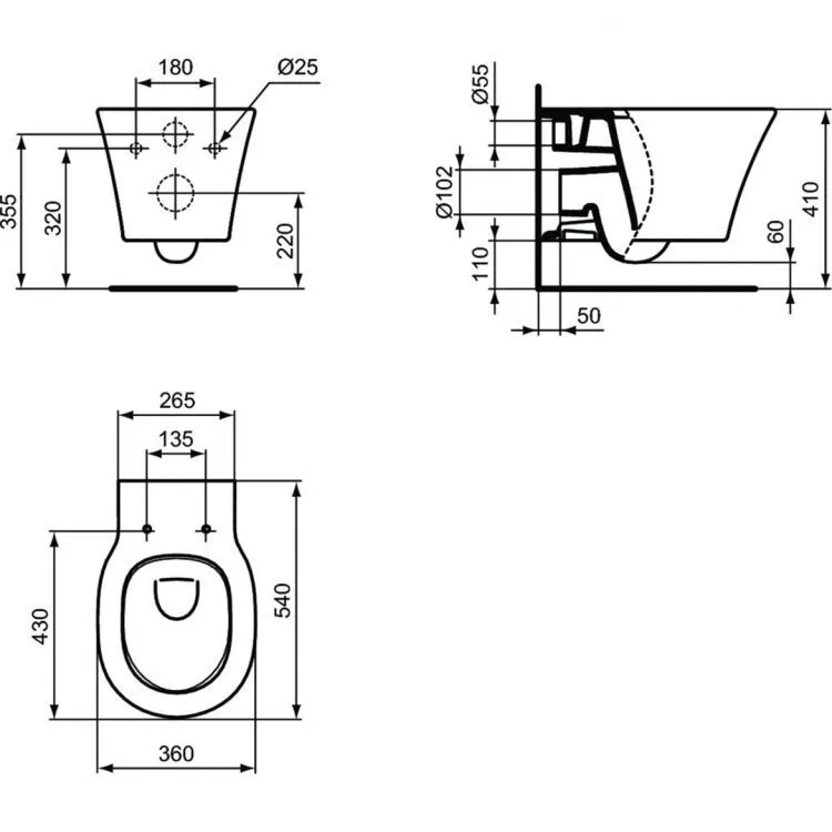 Чаша для унитаза подвесного Ideal Standard Connect Air AquaBlade E005401 Sancos — официальный сайт