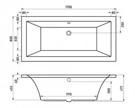 Акриловая ванна ALBA SPA Kero без опоры 170x80 см, пристенная, белая Sancos — официальный сайт