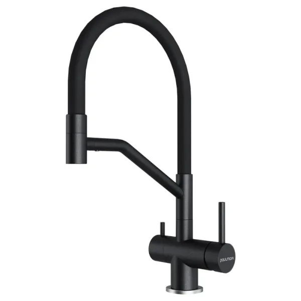 Смеситель для кухни Paulmark Rubert Ru213175-BLM, с гибким изливом, матовый черный