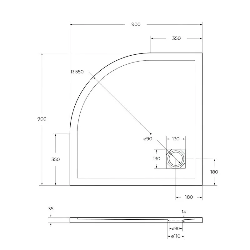 Поддон для душа BelBagno Uno TRAY-MR-UNO-R-90-550-35-NERO-NO 90х90, черный матовый, с сифоном Sancos — официальный сайт