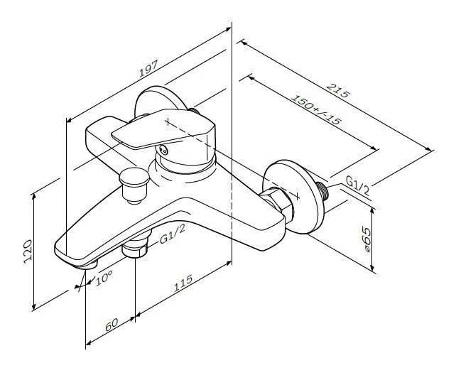 Смеситель для ванны и душа Am.Pm Gem F9010000, хром