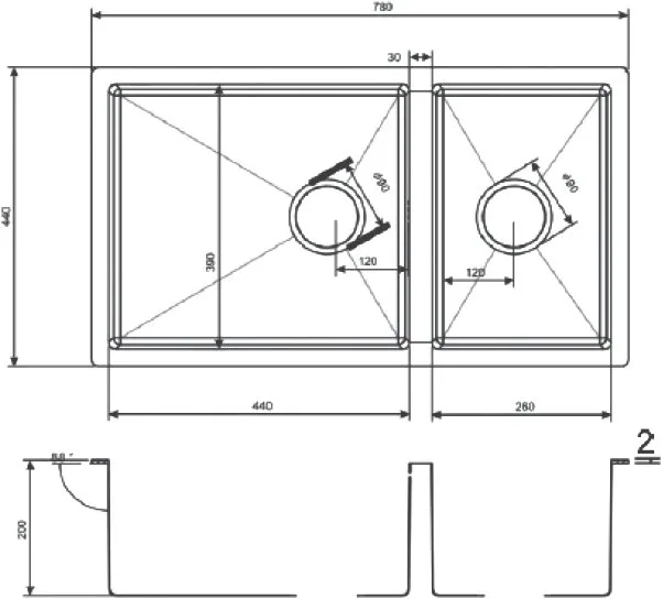 Мойка кухонная Zorg Light ZL R 780-2-440 GRAFIT Sancos — официальный сайт