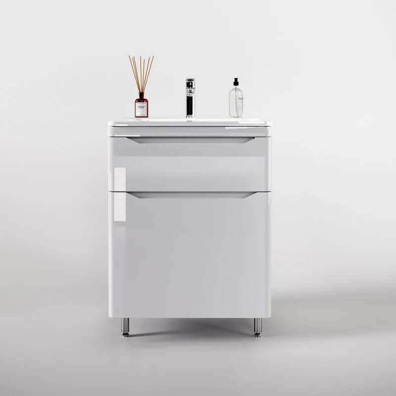 Тумба под раковину без столешницы Style Line Марелла 60 напольная, антискрейтч белый глянец