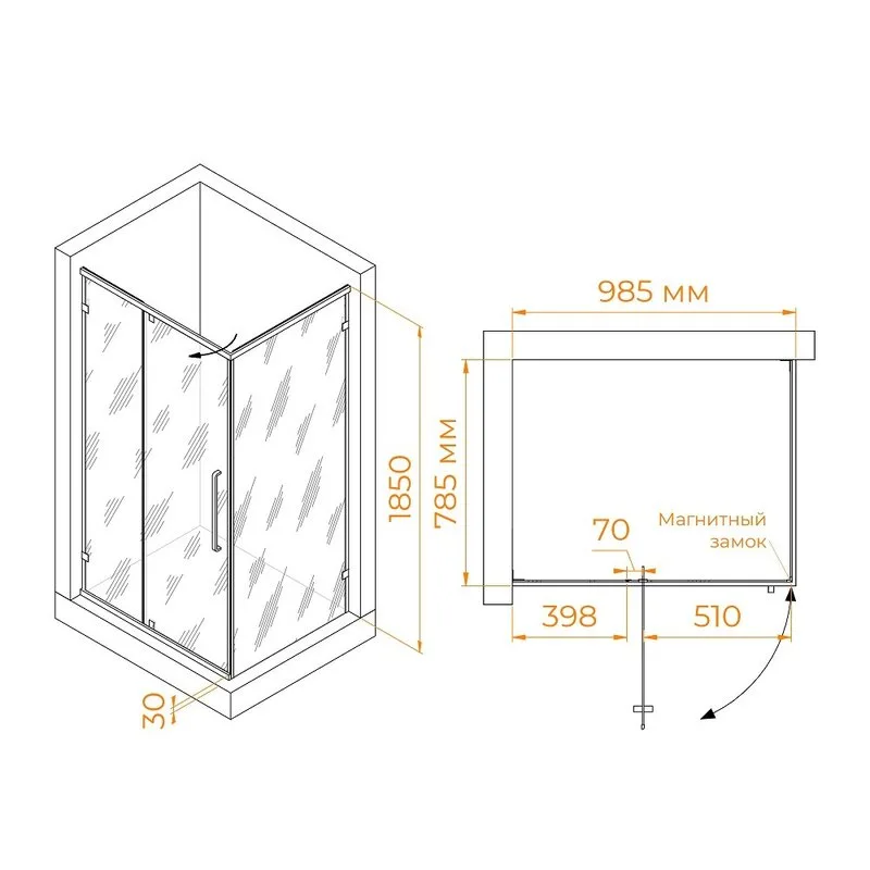Душевой уголок RGW Classic CL-046-B 100х80x185, профиль матовый черный, стекло прозрачное Sancos — официальный сайт