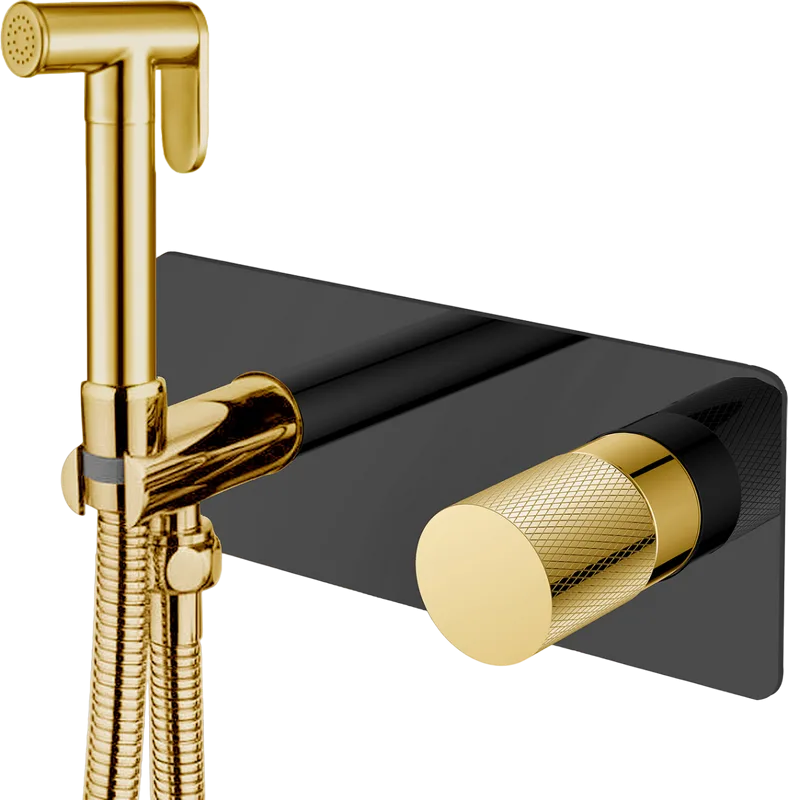 Гигиенический душ Boheme Stick 127-BG.2 со смесителем, С ВНУТРЕННЕЙ ЧАСТЬЮ, black, touch gold Sancos — официальный сайт
