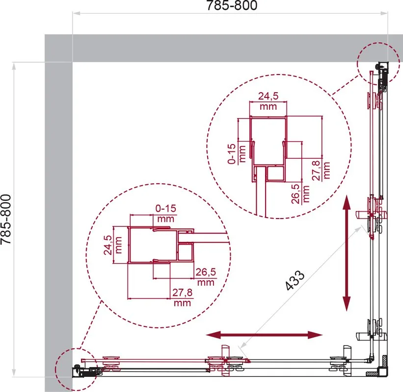 Душевой уголок BelBagno Luce A-2-80-C-Cr 80x80, профиль хром, стекло прозрачное Sancos — официальный сайт