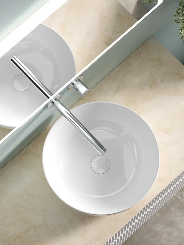 Тумба с раковиной Sancos Snob R 100 см, bianco, столешница бежевая, раковина CN5024 Sancos — официальный сайт