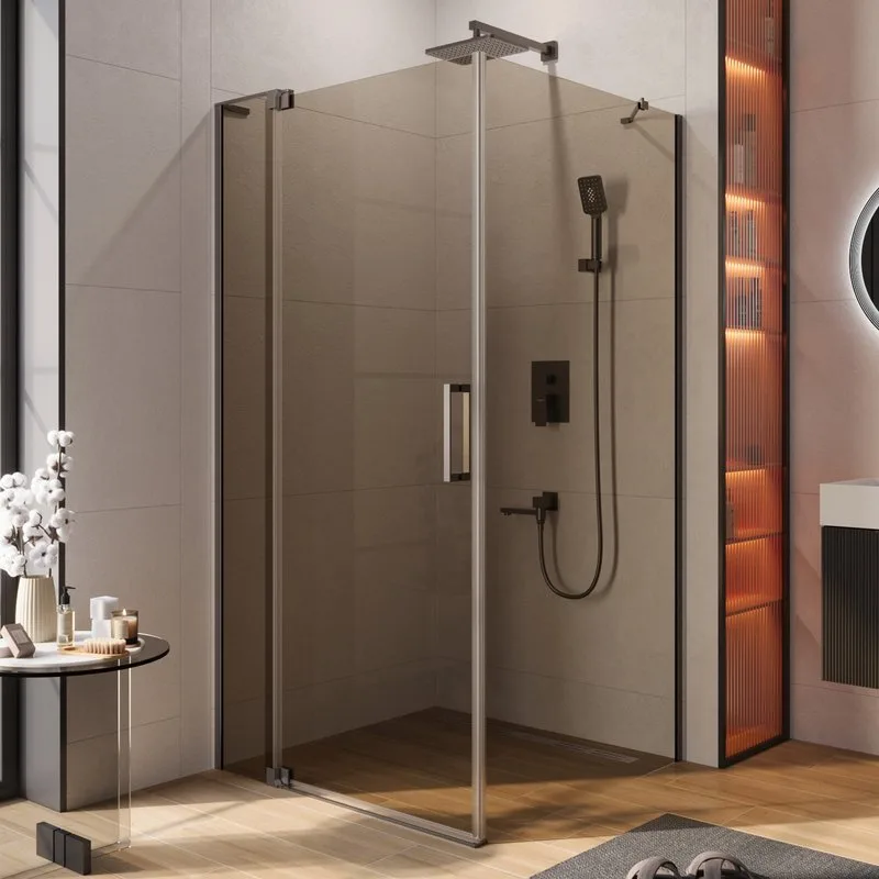Душевой уголок Cezares Slider AH 1 100-100/110 BR GM профиль оружейная сталь, стекло бронза Sancos — официальный сайт