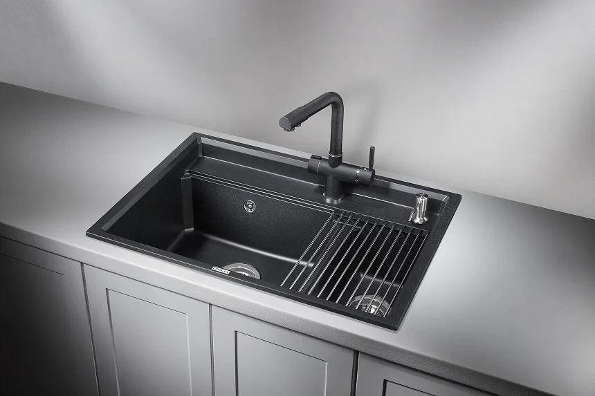 Мойка кухонная Granula Kitchen Space 7302, черный Sancos — официальный сайт