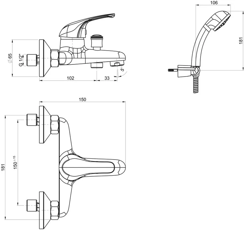Смеситель для ванны с душем Paini Roma 02CR105 Sancos — официальный сайт