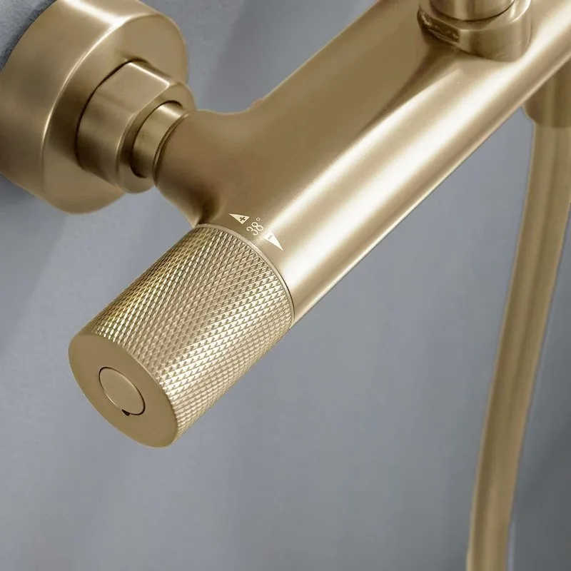 Душевая стойка Vincea Desire VSFS-1D0TBG термостатическая, брашированное золото Sancos — официальный сайт