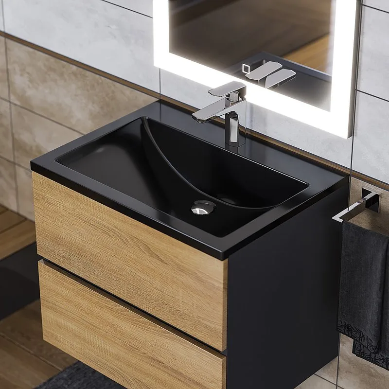 Мебельная раковина Uperwood Self 60 черный глянец Sancos — официальный сайт