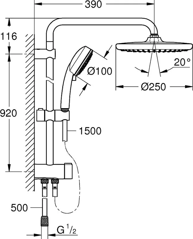 Душевая стойка Grohe Tempesta Cosmopolitan System 250 26675000 Sancos — официальный сайт