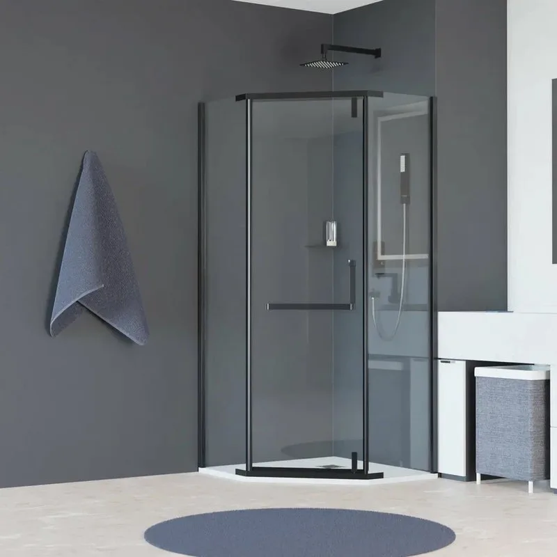 Душевой уголок RGW Hotel HO-081-B 100х100х195 см, профиль черный, стекло прозрачное Sancos — официальный сайт