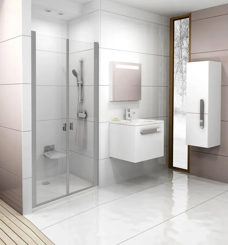 Душевая дверь в нишу Ravak Chrome CSDL2-90 Transparent, профиль сатин Sancos — официальный сайт