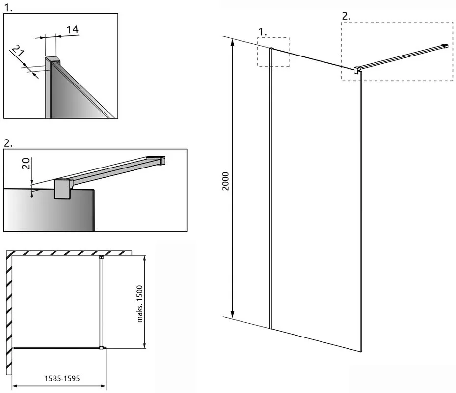 Душевая перегородка Radaway Modo New II 160 Sancos — официальный сайт