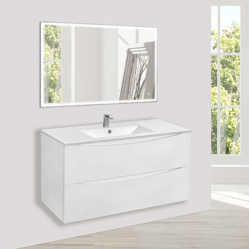 Тумба под раковину без столешницы Vincea Mia 100, подвесная, белая глянцевая Sancos — официальный сайт