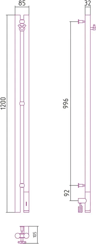 Полотенцесушитель электрический Сунержа Нюанс 3.0 120 см хром, правый Sancos — официальный сайт