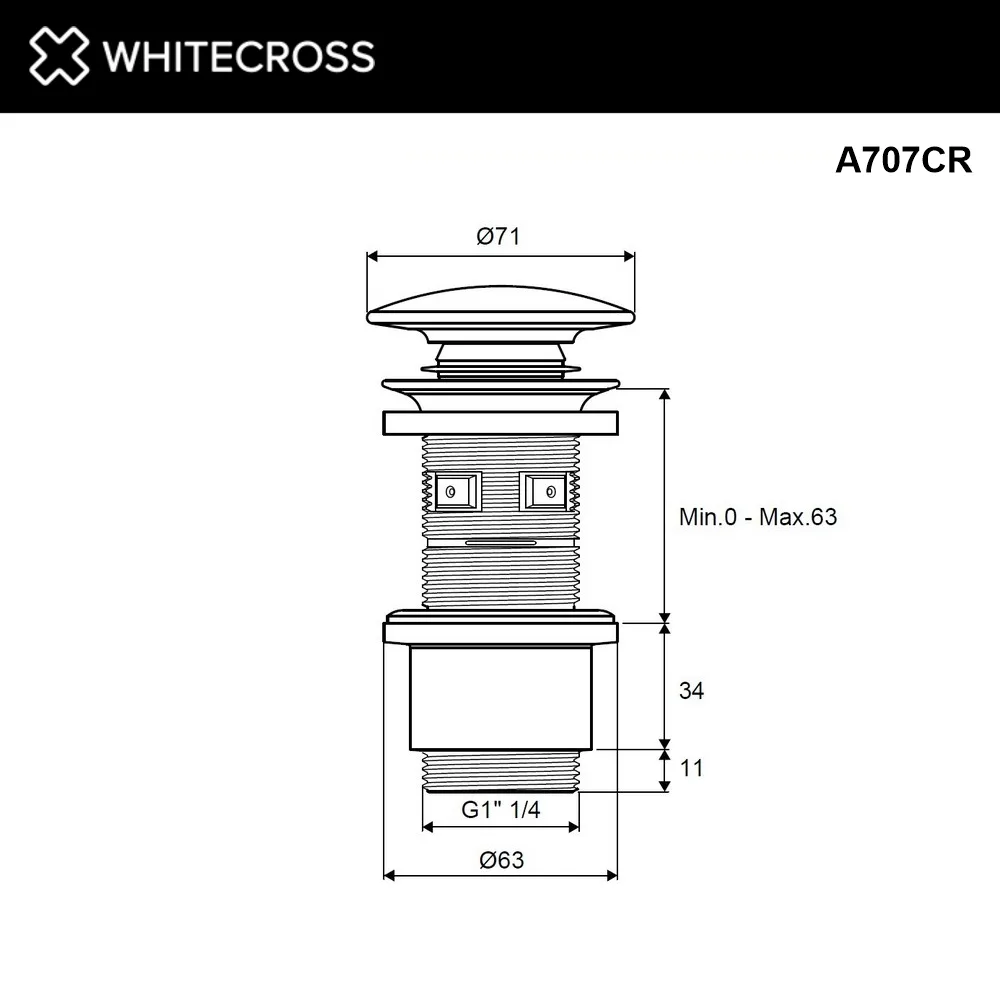 Донный клапан для раковины WHITECROSS A707CR, хром Sancos — официальный сайт