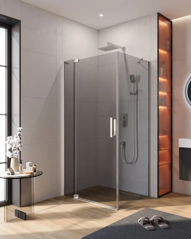 Душевой уголок Cezares Slider AH 1 80-100/110 Grigio Cr профиль хром, стекло серое Sancos — официальный сайт