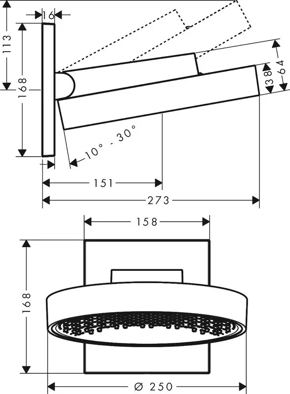 Верхний душ Hansgrohe Rainfinity 26226700 Sancos — официальный сайт