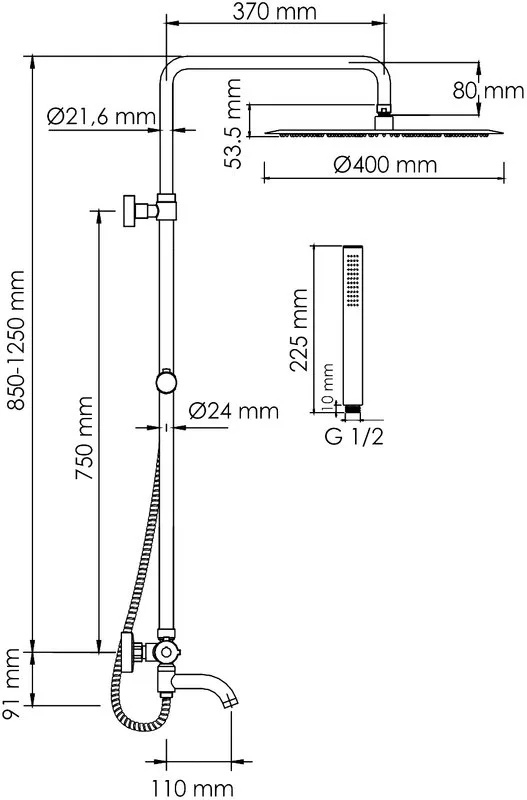 Душевая стойка Wasserkraft Berkel A188.117.137.010.CH Thermo, с термостатом, хром Sancos — официальный сайт