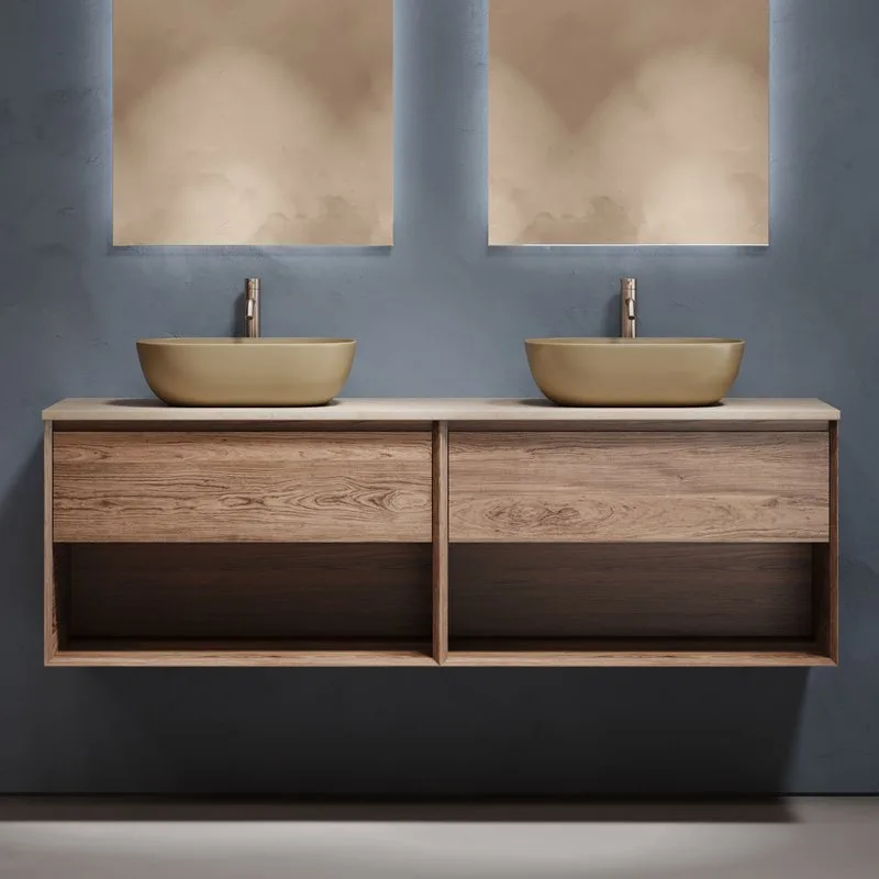 Тумба с раковиной Sancos Marmi 1.0 160 дуб чарльстон, столешница бежевая TT160A2X, раковина CN6009MC Sancos — официальный сайт