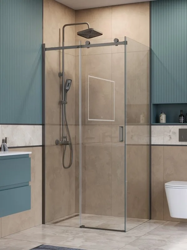Душевой уголок BelBagno Soft Close-2 AH-1-110/80-C-GM профиль оружейная сталь Sancos — официальный сайт