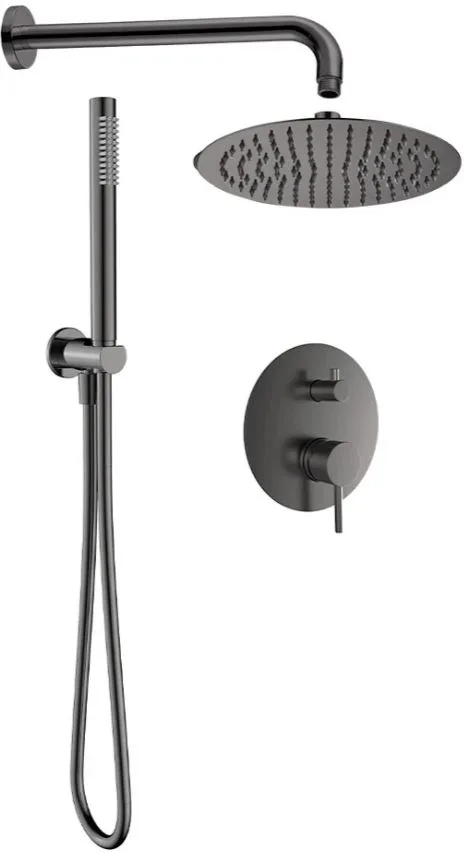 Душевой комплект AQUAme AQM8404GM, С ВНУТРЕННЕЙ ЧАСТЬЮ, оружейная сталь Sancos — официальный сайт