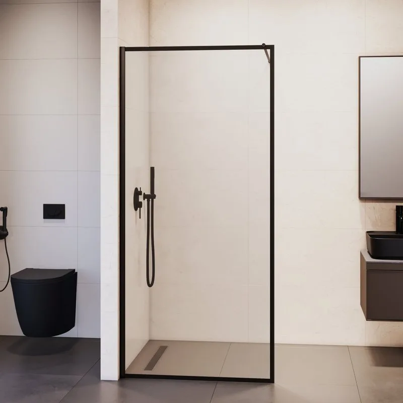 Душевая перегородка RGW Walk In WA-012B 120x200, профиль черный, стекло прозрачное Sancos — официальный сайт