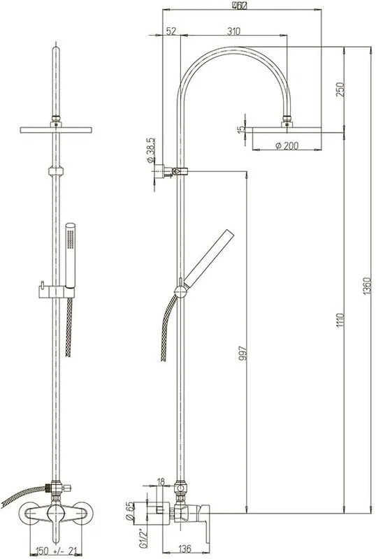 Душевая стойка Paini 92CR6891P1 Sancos — официальный сайт