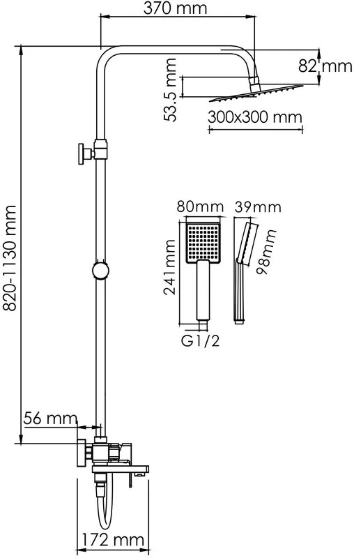 Душевая стойка Wasserkraft Aller A177.118.141.087.CH, хром Sancos — официальный сайт