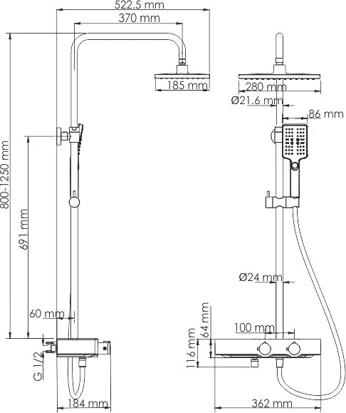 Душевая стойка Wasserkraft Thermo A11301, хром Sancos — официальный сайт
