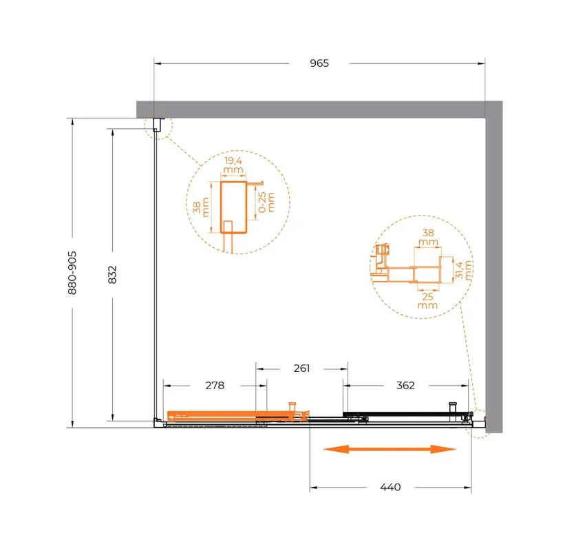 Душевой уголок Cezares Molveno AHF 31 100+90 C GM IV 100х90 см, профиль оружейная сталь, стекло проз Sancos — официальный сайт