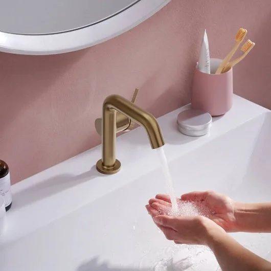 Смеситель для раковины Hansgrohe Tecturis S Fine 110 CoolStart 73310140 шлифованная бронза Sancos — официальный сайт