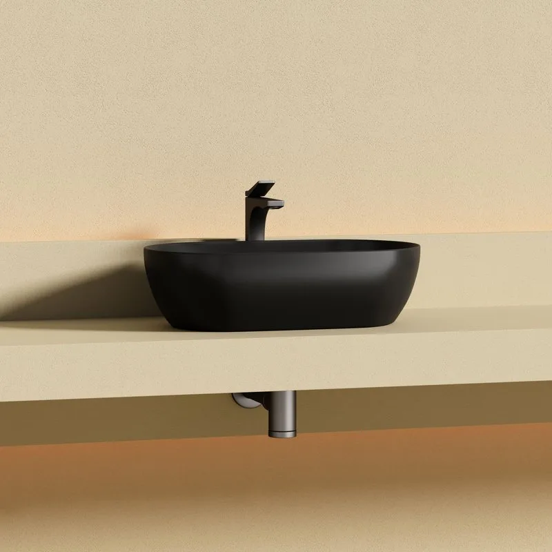 Раковина накладная Ceramicanova Twist овальная 50 см черный матовый CN12001MB Sancos — официальный сайт