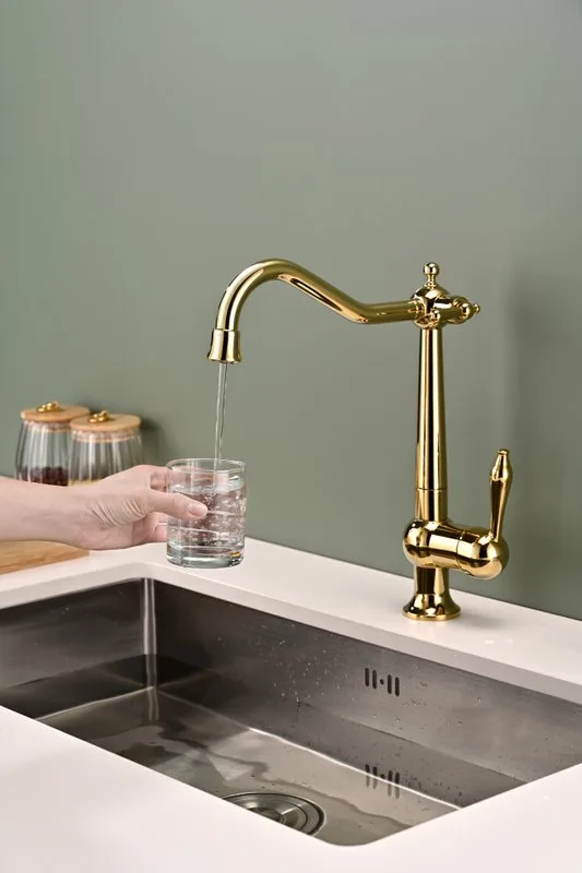 Смеситель для кухни Paulmark Retro Re213226-G, золото Sancos — официальный сайт