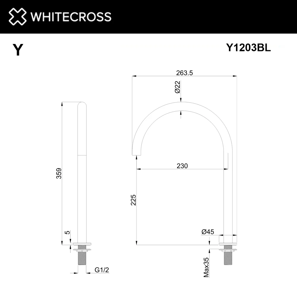Излив WHITECROSS Y Y1203BL черный матовый Sancos — официальный сайт