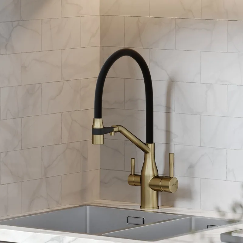 Смеситель для кухни Sancos Orta SC4008BG с гибким изливом, брашированное золото Sancos — официальный сайт