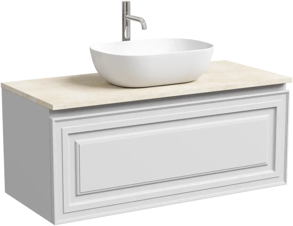 Тумба с раковиной Sancos Very 100 см, bianco, столешница бежевая, раковина CN6009 Sancos — официальный сайт