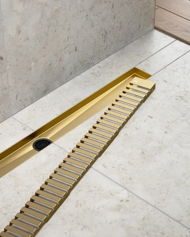 Душевой трап (лоток) Timo Drain Systems DS230107/17 700 вставка lines, золото матовое Sancos — официальный сайт