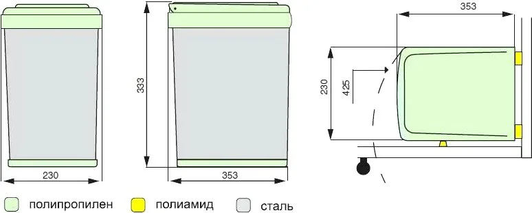 Мусорное ведро Alveus Albio 224311 16 л, нержавеющая сталь Sancos — официальный сайт