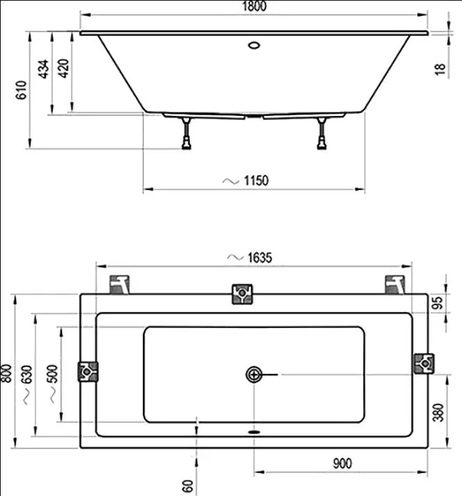 Акриловая ванна Ravak Formy 01 Slim C881300000 без опоры 180x80 см, встраиваемая, белая Sancos — официальный сайт