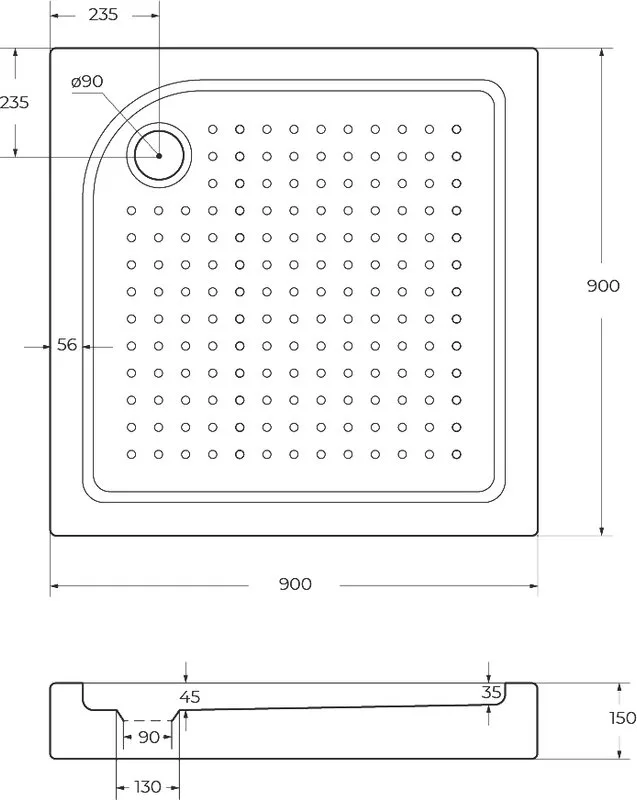 Поддон для душа BelBagno Tray 90х90 с сифоном Sancos — официальный сайт