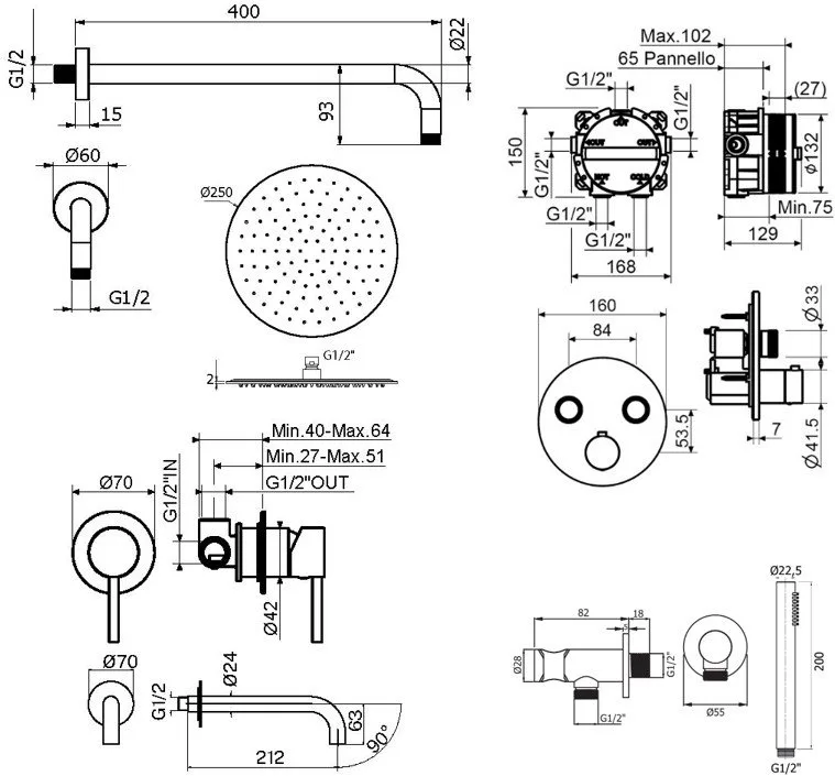 Комплект для ванной Plumberia Selection PSBOX KITPSB02CR210 С ВНУТРЕННЕЙ ЧАСТЬЮ, хром Sancos — официальный сайт
