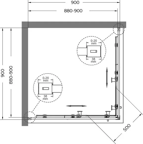 Душевой уголок Cezares Relax RELAX-304-A-2-90-C-GM 90x90, профиль оружейная сталь Sancos — официальный сайт