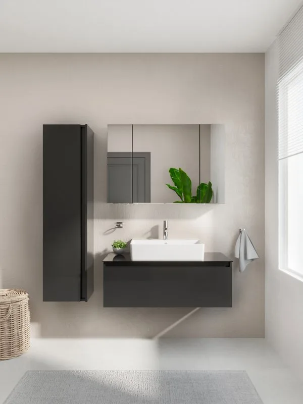Зеркало-шкаф VitrA Mia 100 глянцевый антрацит Sancos — официальный сайт