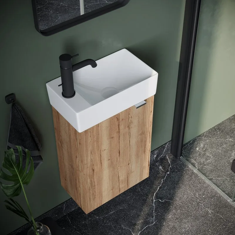 Тумба с раковиной Sancos Mini 35 L подвесная, дуб галифакс натуральный Sancos — официальный сайт