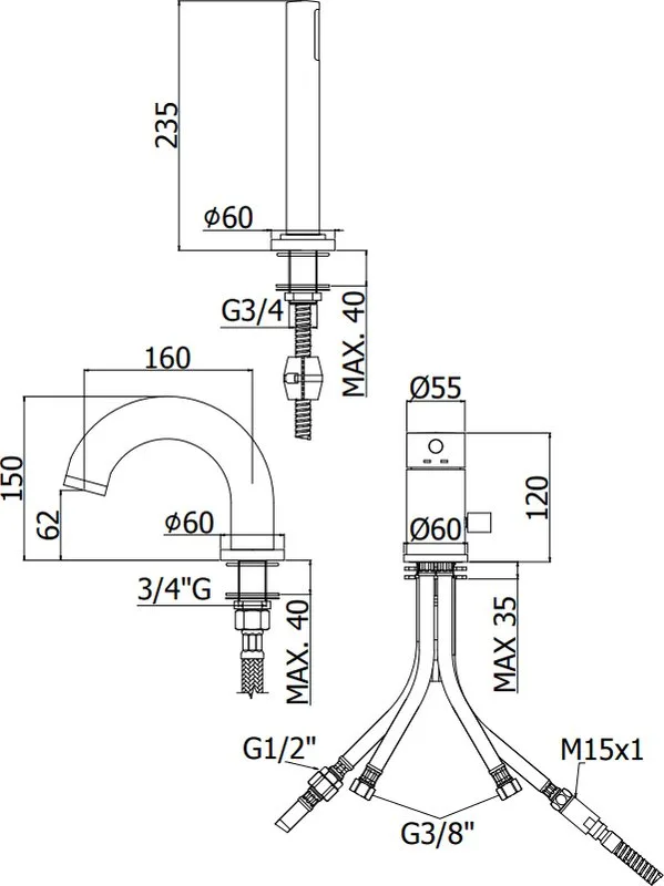 Смеситель на борт ванны Paffoni Light LIG047NO, черный Sancos — официальный сайт