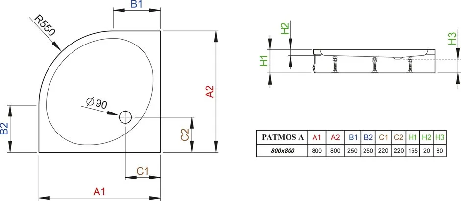 Поддон для душа Radaway Patmos A800 Sancos — официальный сайт
